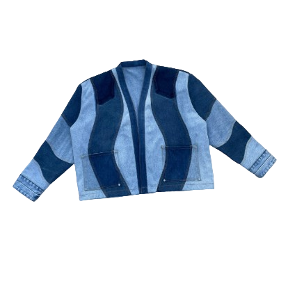 Kimono Styled Upcycled Cropped Denim Jacket