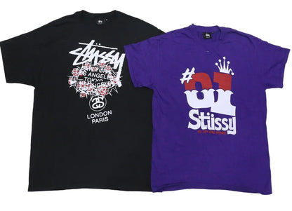Upcycled Stussy Inspired Logo Printed T-Shirts