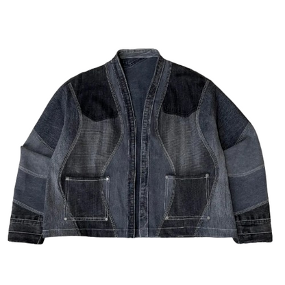 Kimono Styled Upcycled Cropped Denim Jacket